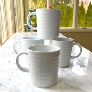 Crate & Barrel • Roulette White Porcelain Mugs • Set of 4
